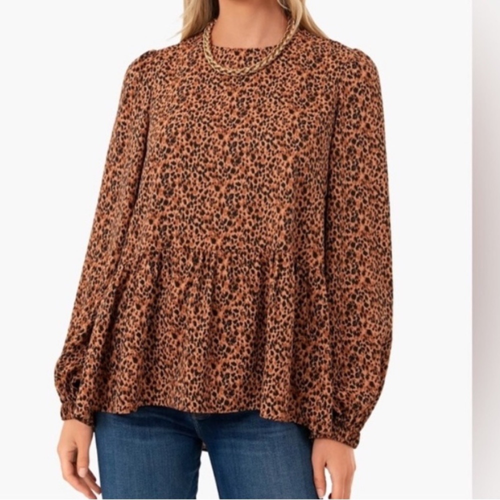 Pomander Place Brown Leopard Print Blouse